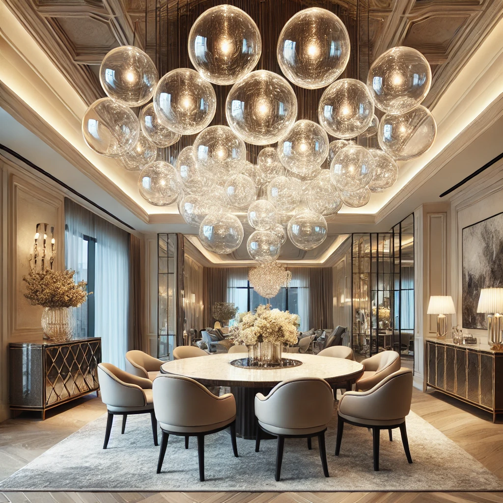 04 - Bold Oversized Dining Room Bubble Light Fixtures Ideas